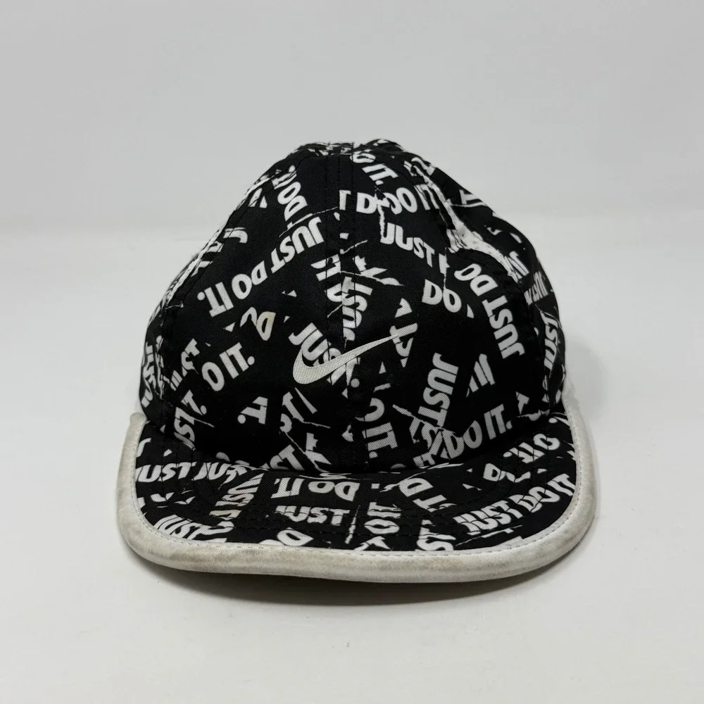 Nike Toddler Featherlight Dri-FIT Just Do It Print Hat Black White Adjustable